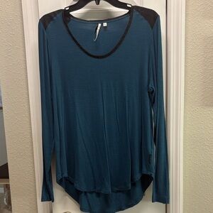 Calvin Klein Jeans Teal and Black Long Sleeve Tee